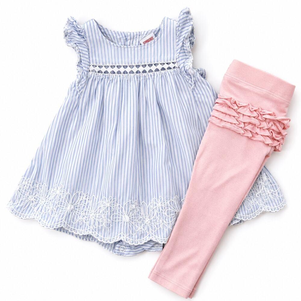 Tahari Baby Blue and Pink Outfit Spring Summer Clothes baby size 6-9mo